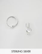Asos Sterling Silver Circle Through Hoop Earrings - Silver