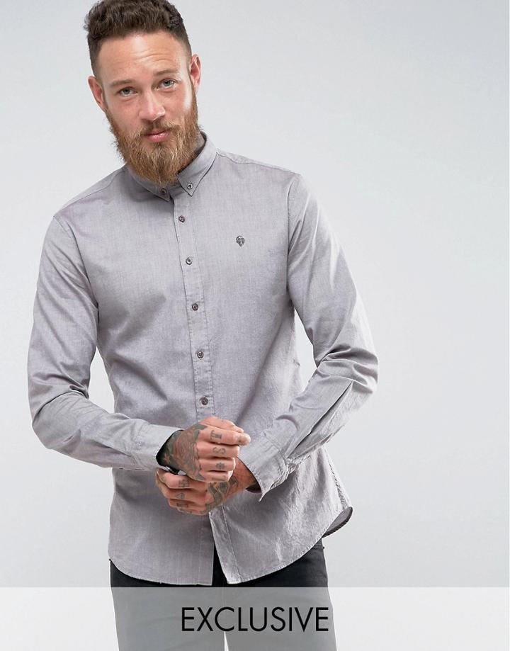 Noose & Monkey Skinny Oxford Shirt - Brown