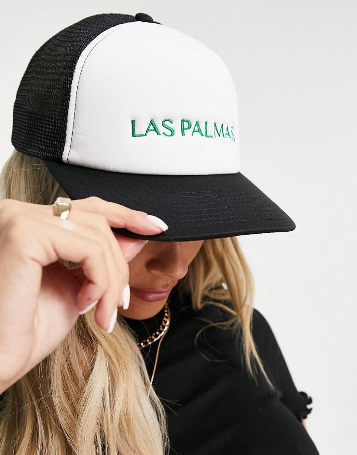 Monki Trucker Hat In White And Black-multi