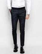Noose & Monkey Tuxedo Suit Pants With Tonal Paisley Print In Skinny Fit - Black