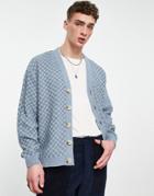 Asos Design Knitted Oversized Cardigan In Blue