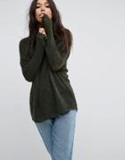 Asos Oversized Sweater In Chunky Open Knit - Green