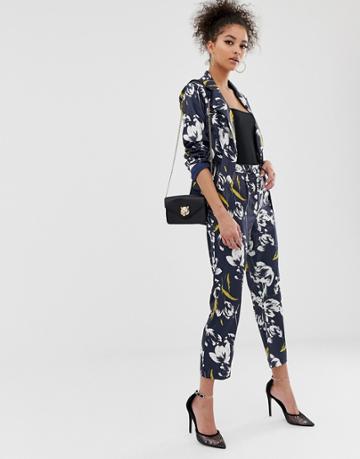 C By Cubic Floral High Waist Pants - Navy