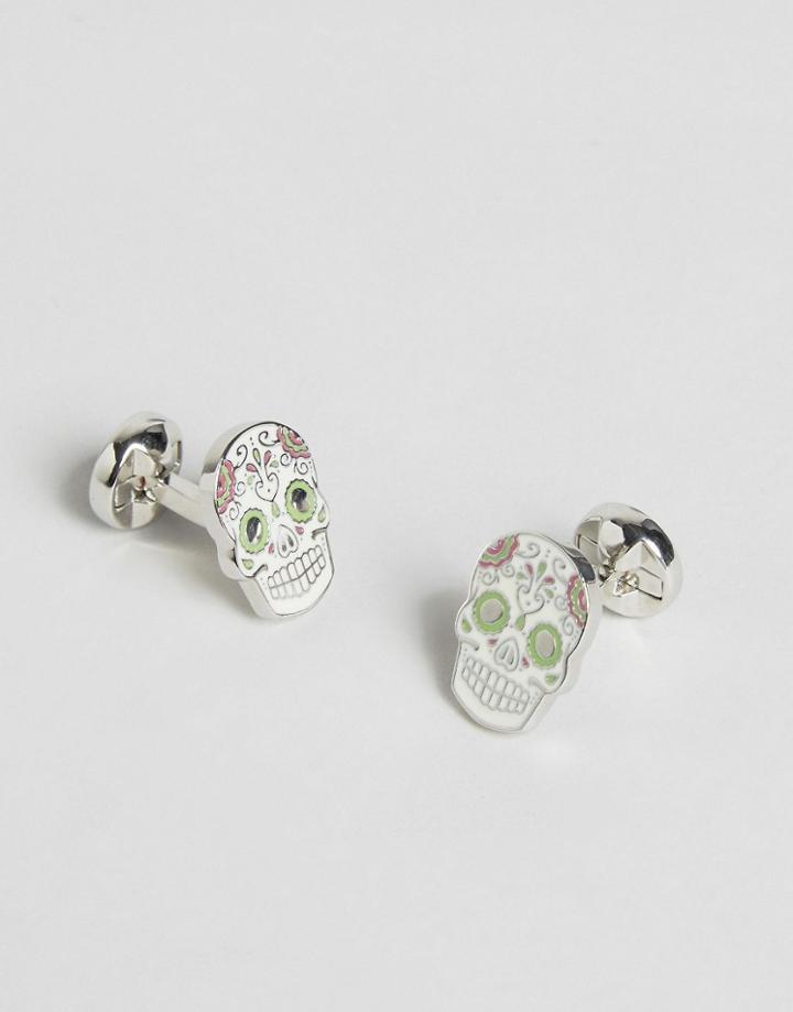 Noose & Monkey Skull Cufflinks In White/silver - Silver
