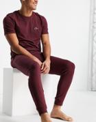 New Look T-shirt And Sweatpants Lounge Set In Burgundy-red