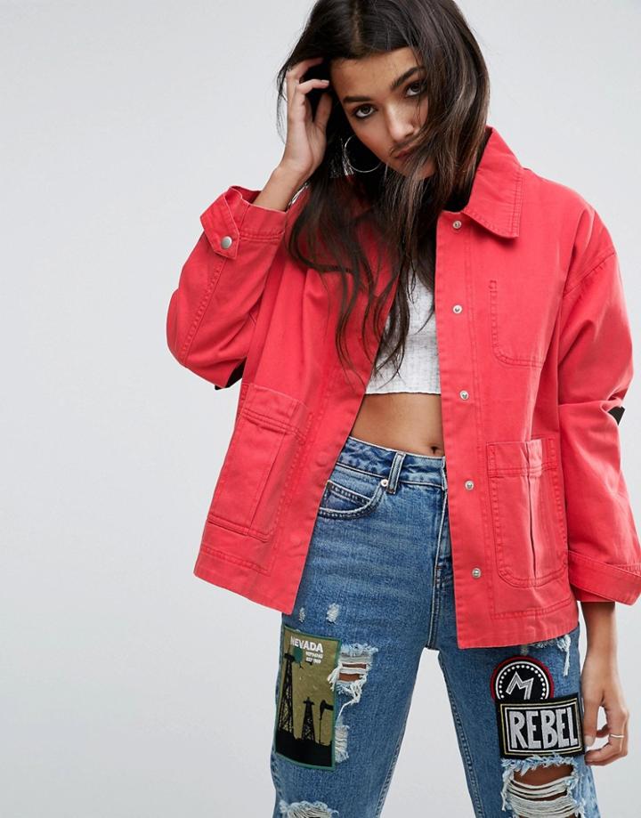 Asos Washed Jacket - Red