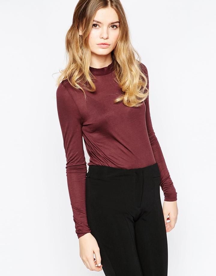 Vero Moda High Neck Long Sleeve Top - Fudge