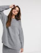 Asos Design Two-piece Oversized Chunky Crew Neck Sweater-grey