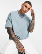 Asos Design Oversized T-shirt With Crew Neck In Washed Blue - Mblue-blues