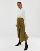 Asos Design Wrap Midi Skirt With D-ring In Burnout Satin - Multi