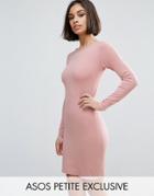 Asos Petite Long Sleeve Bodycon Mini Dress - Pink