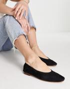 Na-kd Soft Suede Ballerina Flat Shoes In Black