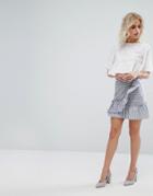 Miss Selfridge Stripe Ruffle Front Mini Skirt - Multi