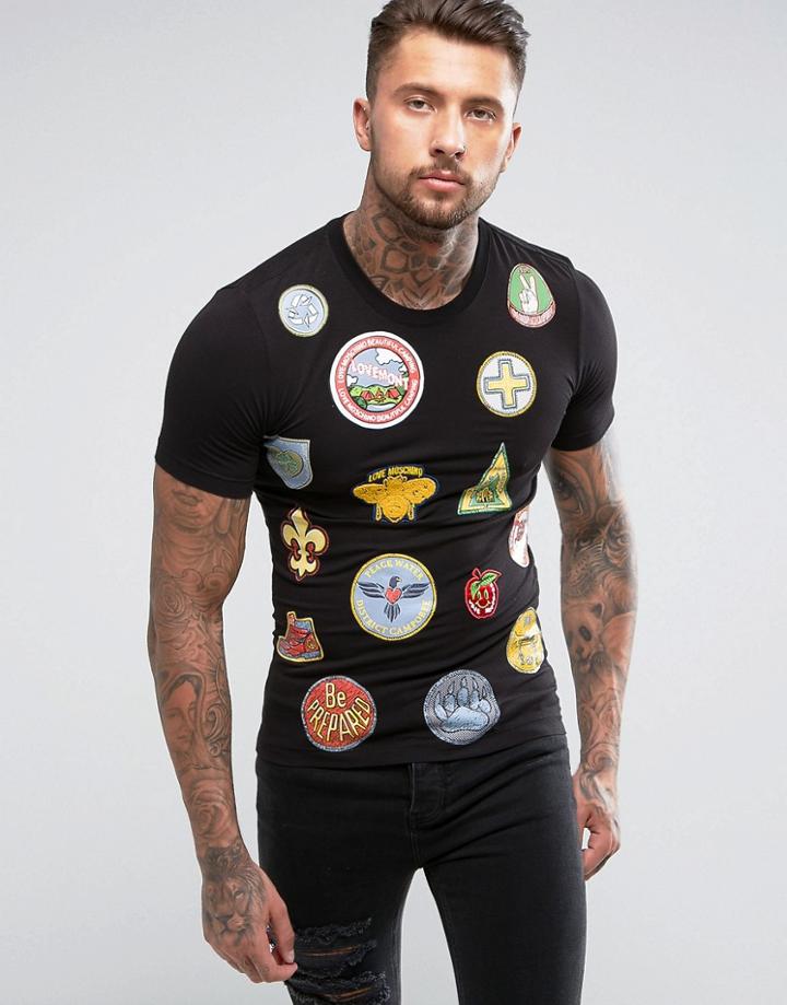 Love Moschino T-shirt With Text Print - Black