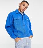 Reclaimed Vintage Inspired Denim Jacket In Mid Wash Blue Set-blues