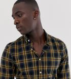 Asos Design Tall Skinny Check Shirt In Mustard And Black - Black