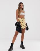 Motel Mini Skirt In Floral - Yellow