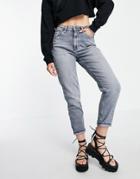 Only Veneda Mom Jeans In Gray-grey