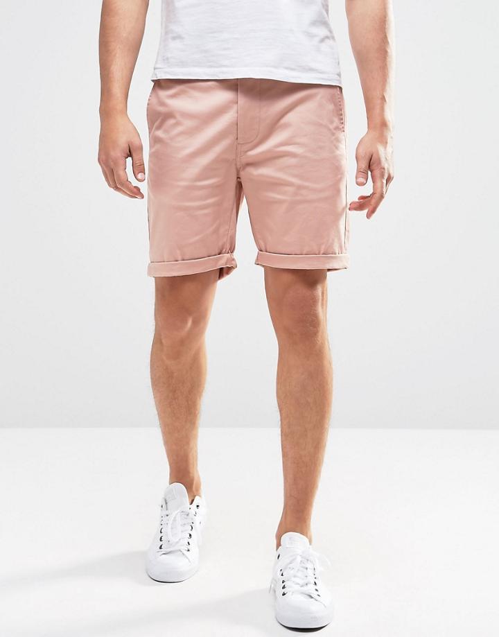 Asos Slim Chino Shorts In Pink - Mahgonany Rose