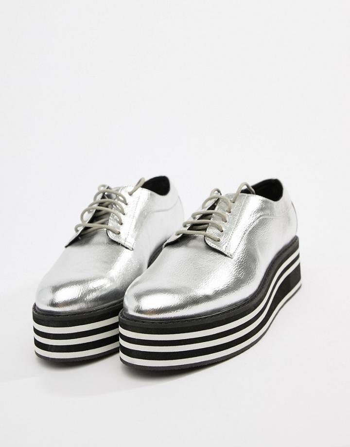 Asos Design Merciful Flat Shoes - Silver