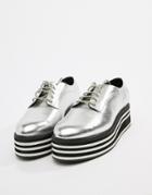 Asos Design Merciful Flat Shoes - Silver