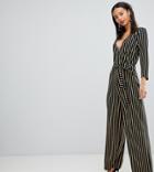 Y.a.s Tall Stripe Wrap Jumpsuit With Wide Leg-multi