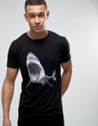 D-struct Shark Print T-shirt - Black