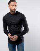 Siksilk Shirt With Jersey Sleeves In Skinny Fit - Black