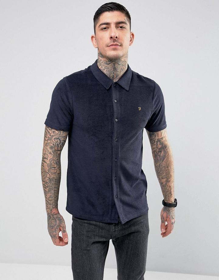 Farah Towelling Jersey Shirt In Navy - Navy
