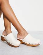 Pull & Bear Clog Mules In Off White