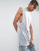 New Look Longline Tank In Washed Gray - Green