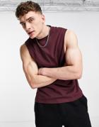 Asos Design Relaxed Fit Tank Top In Burgundy-red