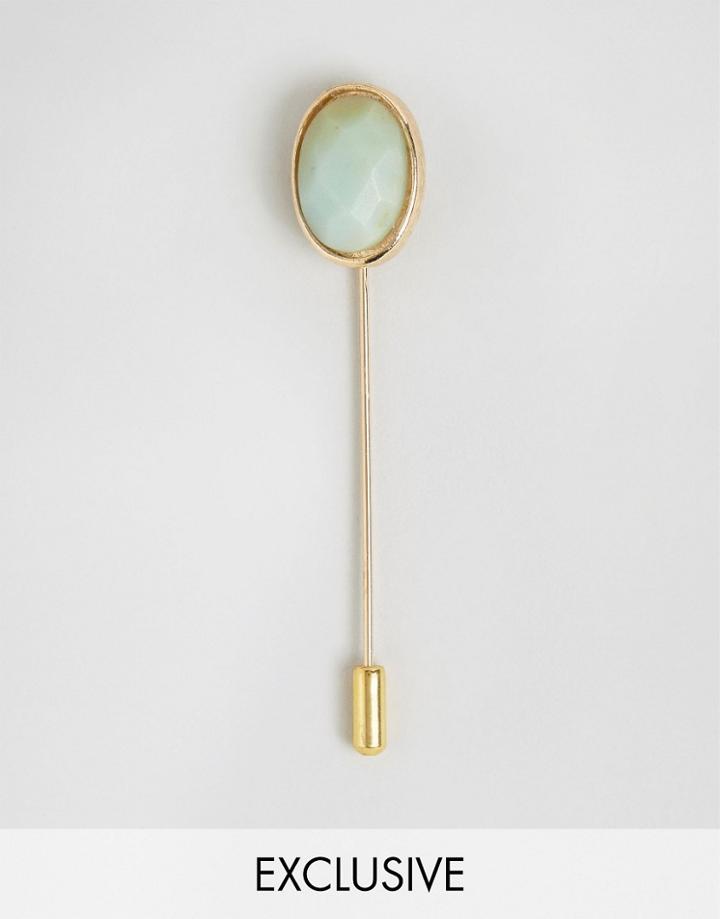 Designb Tie Pin With Semi Precious Stone - Gold