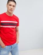 Tommy Hilfiger Icon Stripe Logo Print T-shirt In Red - Red