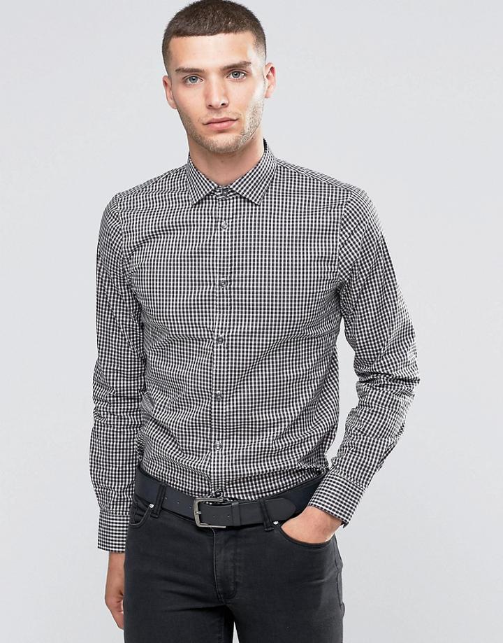 Sisley Slim Fit Shirt In Mini Gingham Print - Red