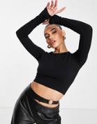 Na-kd Seamless Mesh Top In Black