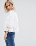 New Look Cut Out Sleeve Detail Bardot Top - White