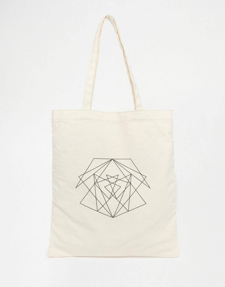 Asos Tote With Geo Print - White