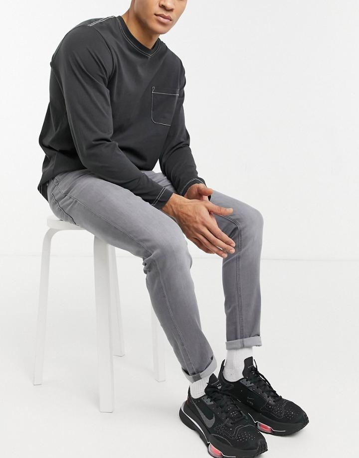 Asos Design Skinny Jeans In Washed Gray-grey
