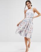 Asos Crop Top Floral Midi Dress - Floral Print