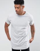 Brave Soul Longline Back Drop T-shirt - Gray