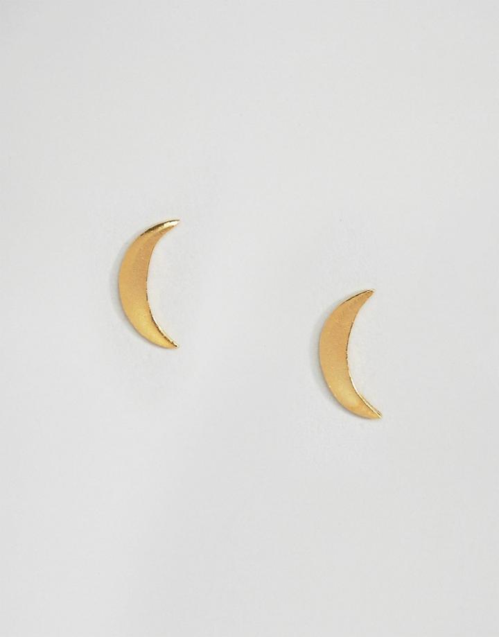 Ottoman Hands Moon Stud Earrings - Gold