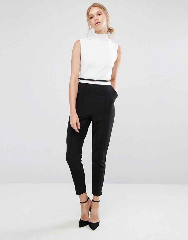 Ted Baker Maciie High Neck Rib Top Jumpsuit - Multi