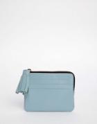 Asos Leather Coin Purse With Tassel - Blue