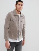Celio Faux Suede Collar Jacket In Stone - Stone