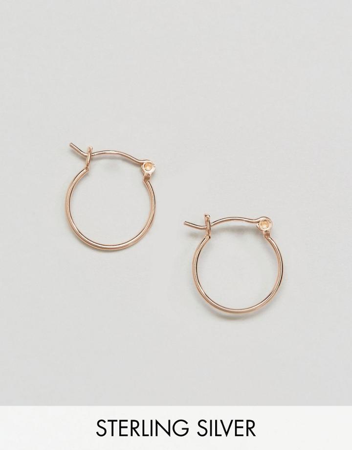 Asos Rose Gold Plated Sterling Silver 15mm Hoop Earrings - Copper