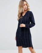 Sugarhill Boutique Pussy Bow Shirt Dress - Navy