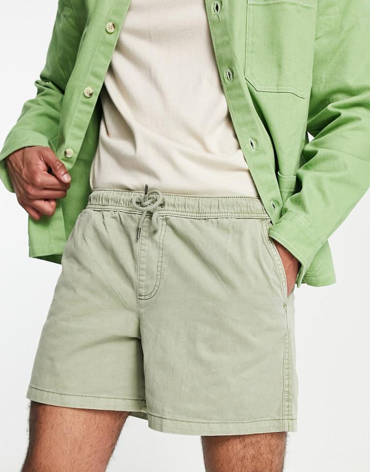 New Look Pull On Shorts In Washed Green