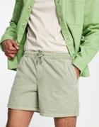New Look Pull On Shorts In Washed Green
