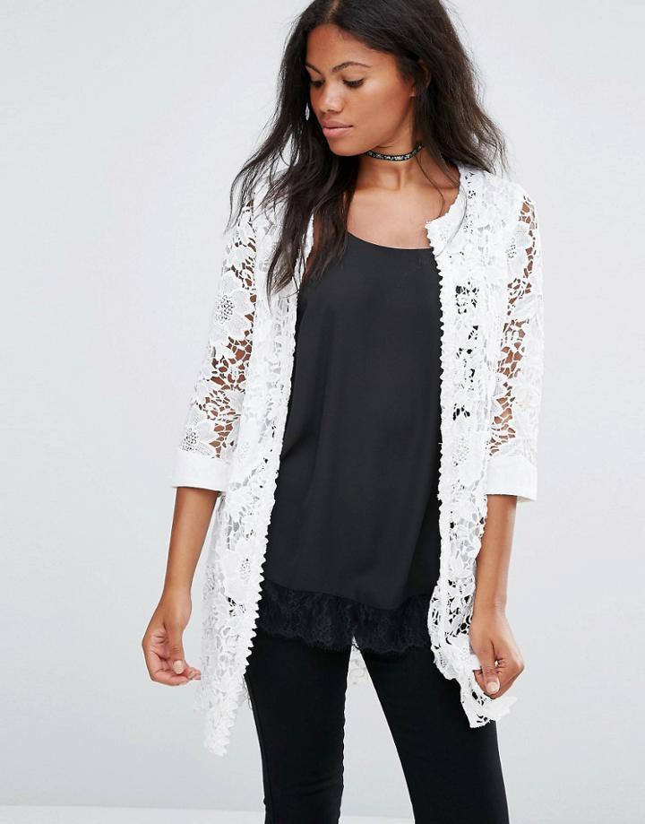 Amy Lynn Lace Kimono - White